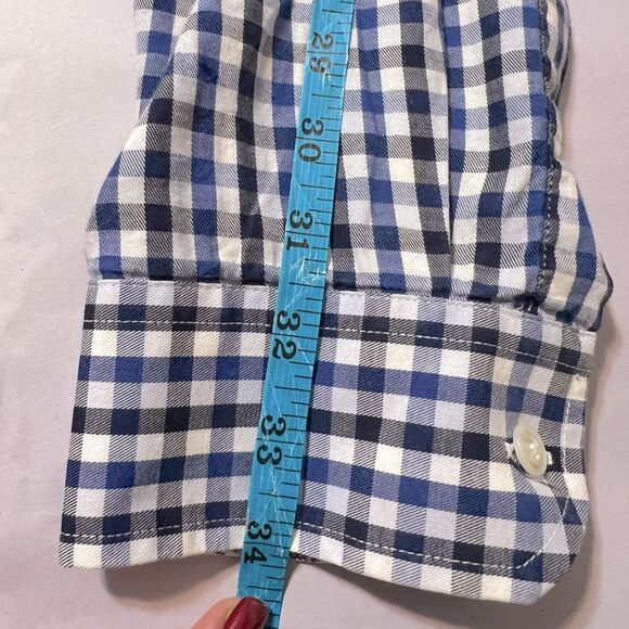 Tasso Elba Mens Button Down Dress Shirt w Contrast Cuffs Big Tall 17-17.5” Neck - Picture 12 of 12